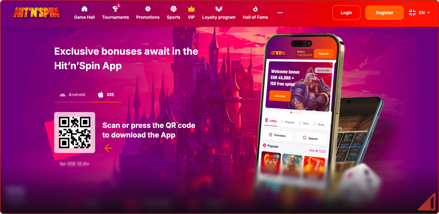 Hitnspin Casino mobilna aplikacija