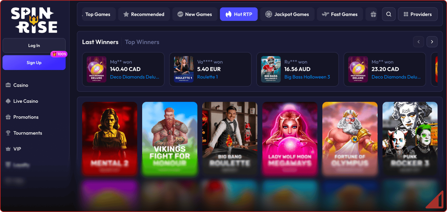 Spinrise Casino igre za denar